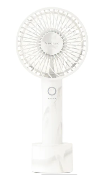 Original Francfranc Frias Handy Fan, Portable Fan, Handheld Fan, Tabletop Fan, USB Rechargeable, 5 Levels of Air Flow (Pre-order)